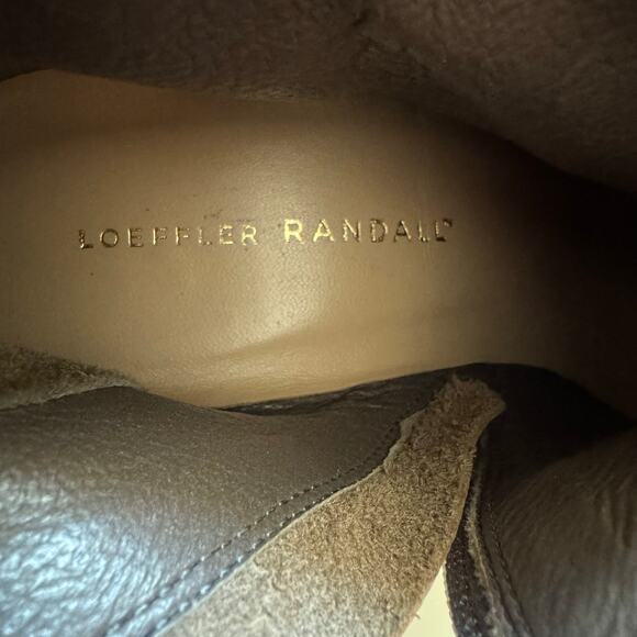 Loeffler Randall Women Taupe Leather Ella Stacked Heel Booties Ankle Boot Size 8 - Picture 6 of 9
